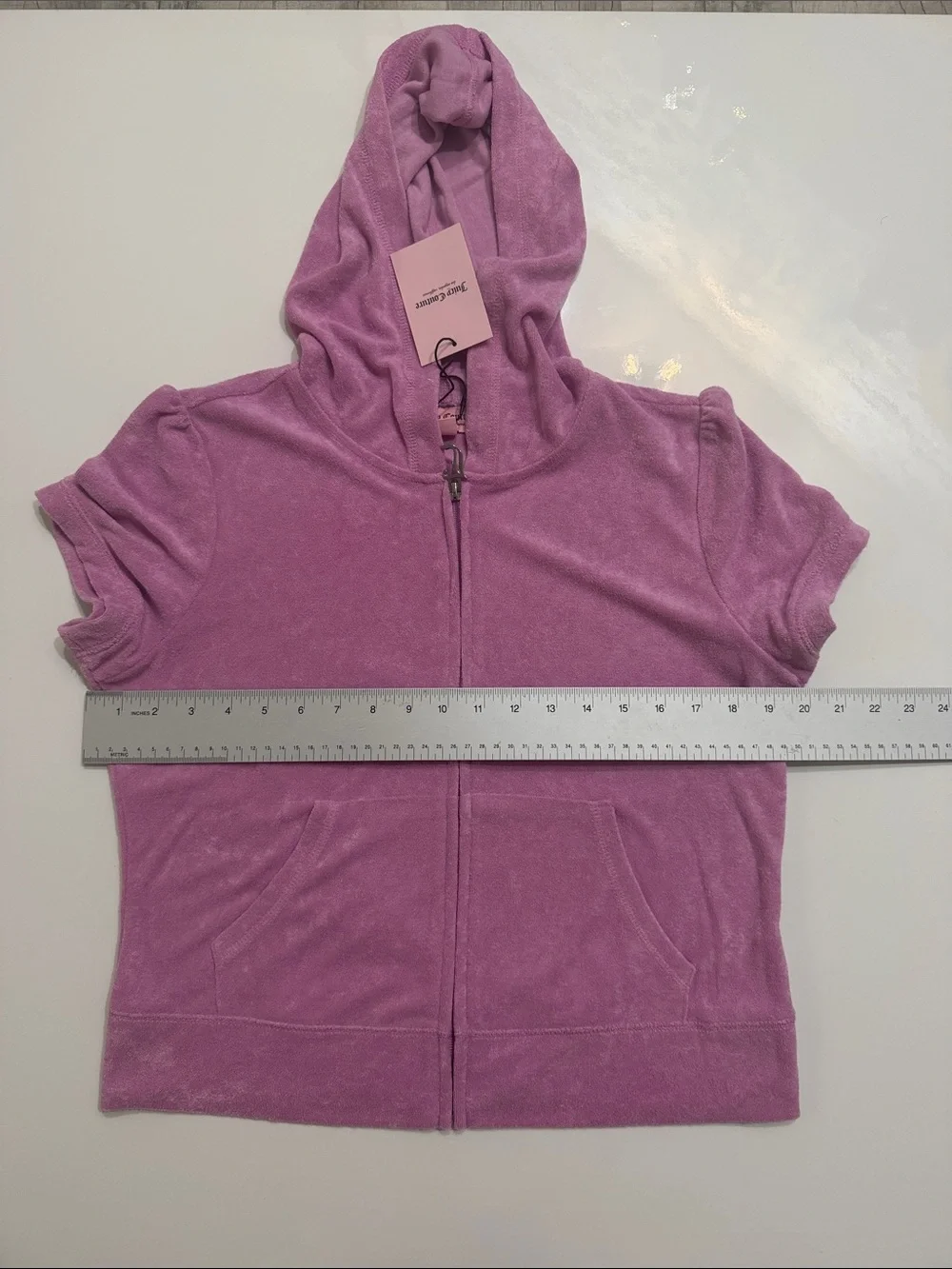 Juicy Couture Pink Terry Rhinestone Hoodie Shorts Set Y2K NWT L